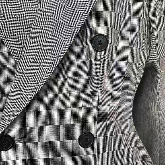 🚩steal authentic Balenciaga Gray Checkered Double-Breasted Blazer - Picture 3 of 6